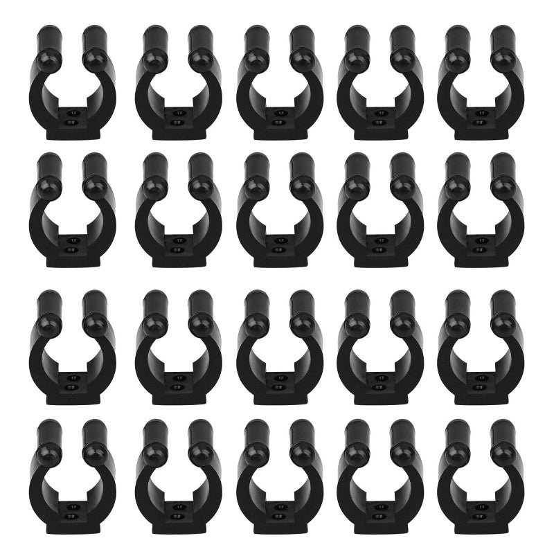 EEEKit 20 Pieces Fishing Rod Clips, Wall Mounted Fishing Pole Holder Storage Rack, Black Storage Clips Clamps Rack Organizer for Rod Billiards Cue Snooker Cue - Image 1